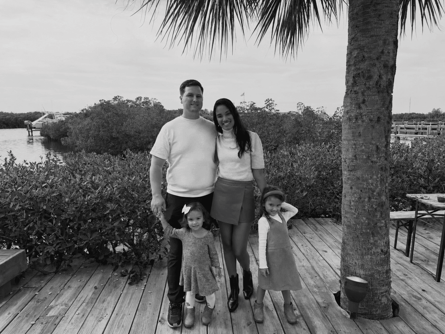 Joseph and Ester Jacobs with their family beside the Florida coast